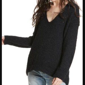 Free People Lofty V-neck Sweater - Black - Medium